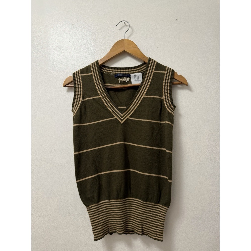 Vintage Y2K Billabong Sweater Vest Green & Tan Striped Men's Large Surf Skate